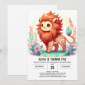 Enchanted Digital Lion Birthday Einladung (Vorne/Hinten)