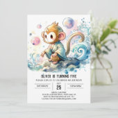 Enchanted Digital Monkey zum Geburtstag Einladung (Stehend Vorderseite)