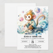 Enchanted Digital Monkey zum Geburtstag Einladung (Vorne/Hinten)