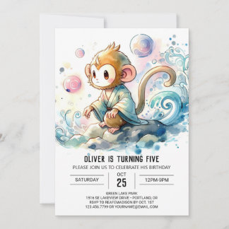 Enchanted Digital Monkey zum Geburtstag Einladung