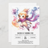 Enchanted Digital Monkey zum Geburtstag Einladung (Vorne/Hinten)