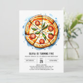 Enchanted Digital Pizza Birthday Einladung (Stehend Vorderseite)