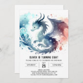 Enchanted Dragon Birthday Digital Einladung (Vorne/Hinten)