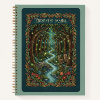 Enchanted Dreams Embroidered Mystical Forest Notizblock