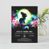 Enchanted Dreamy Cat Birthday Einladung (Stehend Vorderseite)