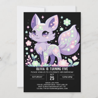 Enchanted Dreamy Fox Digital Geburtstag Einladung