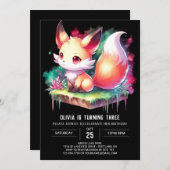 Enchanted Dreamy Fox Geburtstag digital Einladung (Vorne/Hinten)
