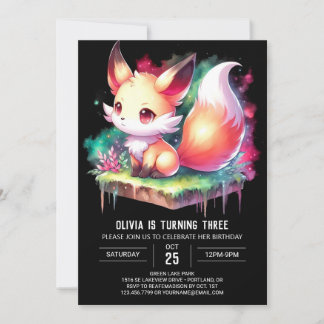 Enchanted Dreamy Fox Geburtstag digital Einladung