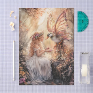 Enchanted Duck Fairy Girl Decoupage Seidenpapier