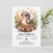 Enchanted Editable Bird Birthday Einladung (Stehend Vorderseite)