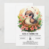 Enchanted Editable Bird Birthday Einladung (Vorne/Hinten)