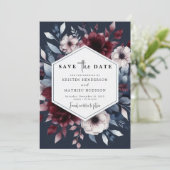 Enchanted Editable Burgundy Save The Date (Stehend Vorderseite)