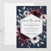 Enchanted Editable Burgundy Save The Date (Vorne/Hinten)