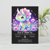 Enchanted Editable Dinosaur Digital Geburtstag Einladung (Stehend Vorderseite)