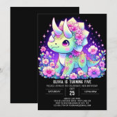 Enchanted Editable Dinosaur Digital Geburtstag Einladung (Vorne/Hinten)