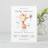 Enchanted Editable Giraffe Baby Shower Einladung (Stehend Vorderseite)