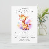 Enchanted Editable Giraffe Baby Shower Einladung (Stehend Vorderseite)