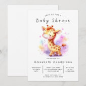 Enchanted Editable Giraffe Baby Shower Einladung (Vorne/Hinten)