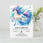 Enchanted Editable Horse Birthday Einladung (Stehend Vorderseite)
