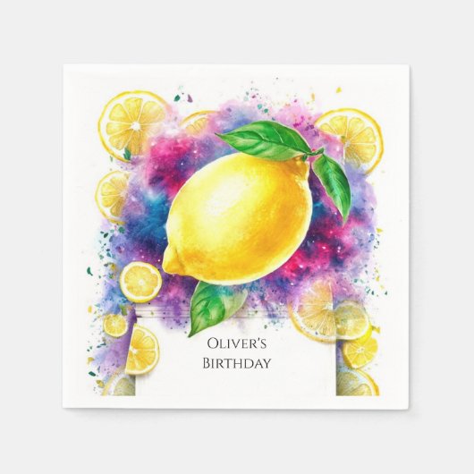 Enchanted Editable Lemon Birthday Serviette (Vorderseite)