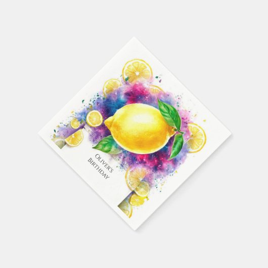 Enchanted Editable Lemon Birthday Serviette (Ecke)