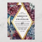 Enchanted Elegance Jewel Toned Floral Wedding Einladung (Vorne/Hinten)