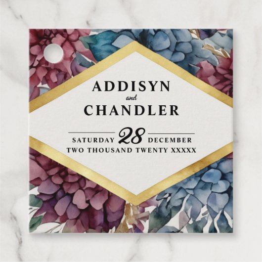 Enchanted Elegance Jewel Toned Floral Wedding Geschenkanhänger (Vorderseite)