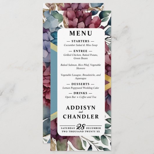 Enchanted Elegance Jewel Toned Floral Wedding Programm (Vorne/Hinten)