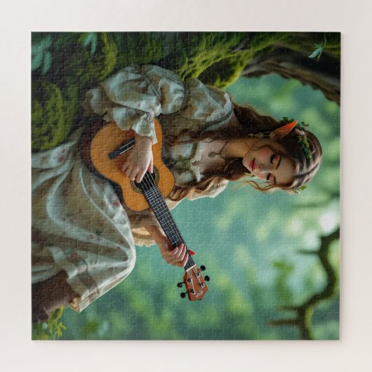 Enchanted  Elven Fairy Playing Ukulele Puzzle (Horizontal)