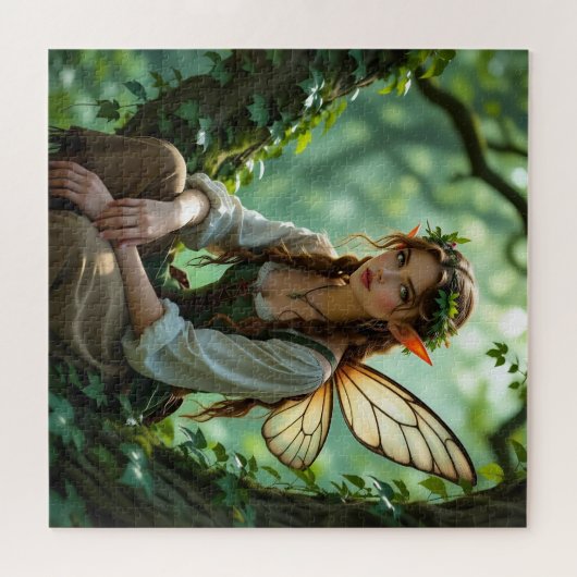 Enchanted  Elven Fairy Sitting in Tree Puzzle (Horizontal)