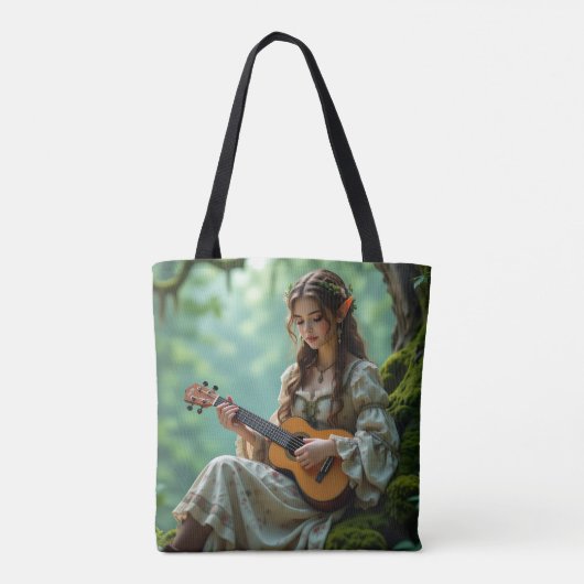 Enchanted Elven Girl Playing a Ukulele  Tasche (Rückseite)