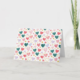 Enchanted Evergreen & Rose Watercolor Hearts Karte