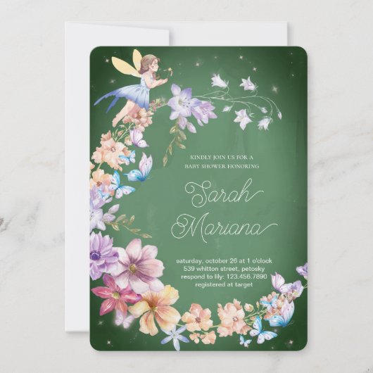 Enchanted Fairy Baby Shower Einladung (Vorderseite)