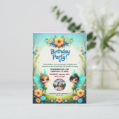 Enchanted Fairy Birthday Party Photo Invitation Postkarte (Stehend Vorderseite)