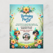 Enchanted Fairy Birthday Party Photo Invitation Postkarte (Vorderseite)