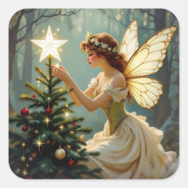 Enchanted Fairy Christmas Quadratischer Aufkleber