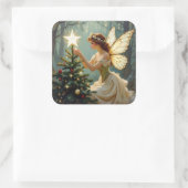 Enchanted Fairy Christmas Quadratischer Aufkleber (Tasche)