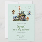 Enchanted Fairy First Birthday Mushroom Einladung