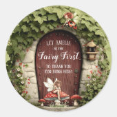 Enchanted Fairy First Birthday Thank You Runder Aufkleber (Vorderseite)