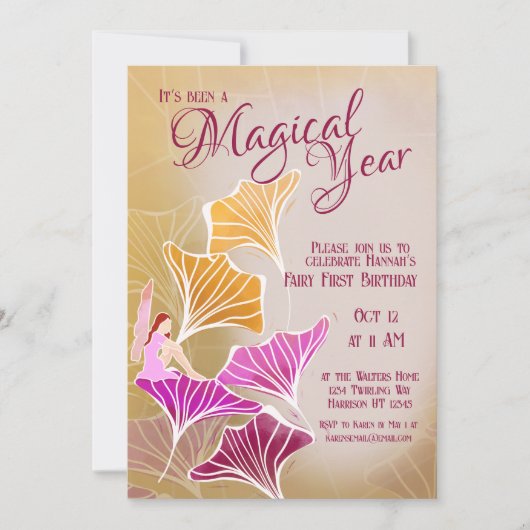 Enchanted Fairy First Magic Geburtstag Einladung (Vorderseite)