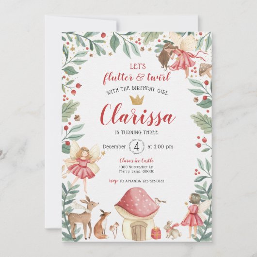 Enchanted Fairy Garden zum Geburtstag Einladung (Vorderseite)