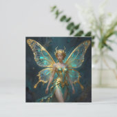 Enchanted Fairy in Gold and Turquoise Blank Karte (Stehend Vorderseite)