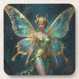Enchanted Fairy in Gold and Turquoise  Getränkeuntersetzer