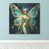 Enchanted Fairy in Gold and Turquoise Leinwanddruck (Insitu (Holzboden))