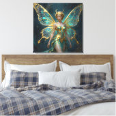 Enchanted Fairy in Gold and Turquoise Leinwanddruck (Insitu (Schlafzimmer))