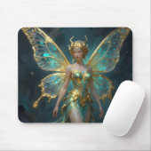 Enchanted Fairy in Gold and Turquoise  Mousepad (Mit Mouse)