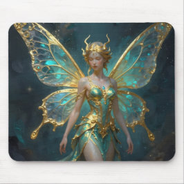 Enchanted Fairy in Gold and Turquoise  Mousepad