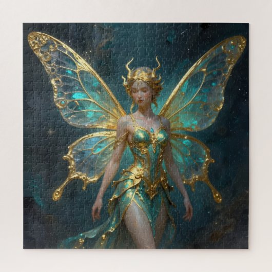 Enchanted Fairy in Gold and Turquoise  Puzzle (Vertikal)