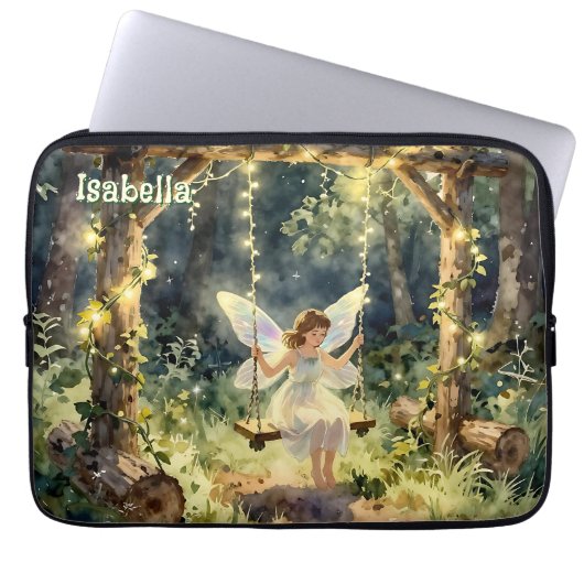 Enchanted Fairy on a Swing in a Magical Forest Laptopschutzhülle (Vorderseite)