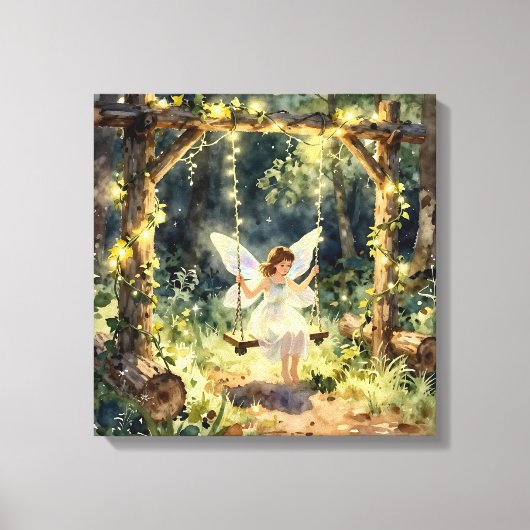 Enchanted Fairy on a Swing in a Magical Forest Leinwanddruck (Vorderseite)